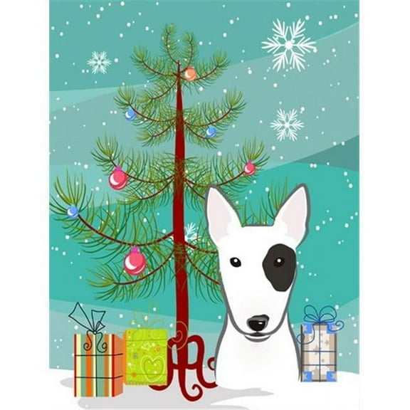 Christmas Tree and Bull Terrier Flag Canvas House Size