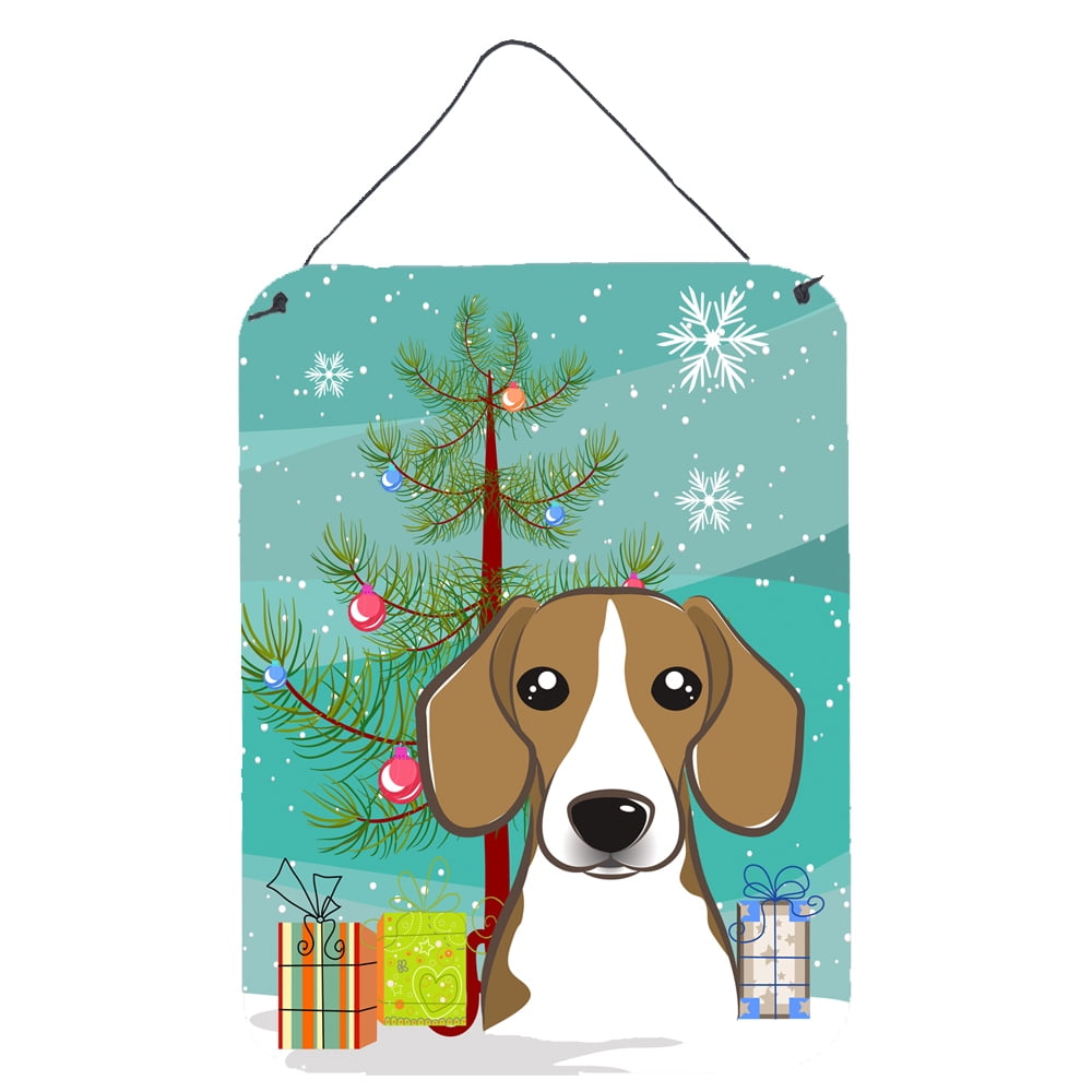 Caroline's Treasures BB1611DS1216 Christmas Tree and Beagle Wall or Door Hanging Prints, 12x16, multicolor