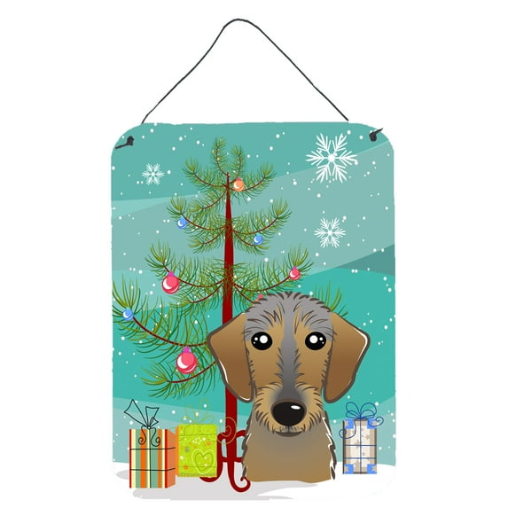 Caroline's Treasures BB1605DS1216 Christmas Tree and Wirehaired Dachshund Wall or Door Hanging Prints, 12x16, multicolor