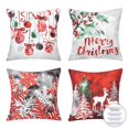 thumbnail image 1 of Christmas Tree and Elk Printed Decorative Holiday Series Throw Pillow with inserts, Red, 18" x 18", Set of 4, 1 of 3