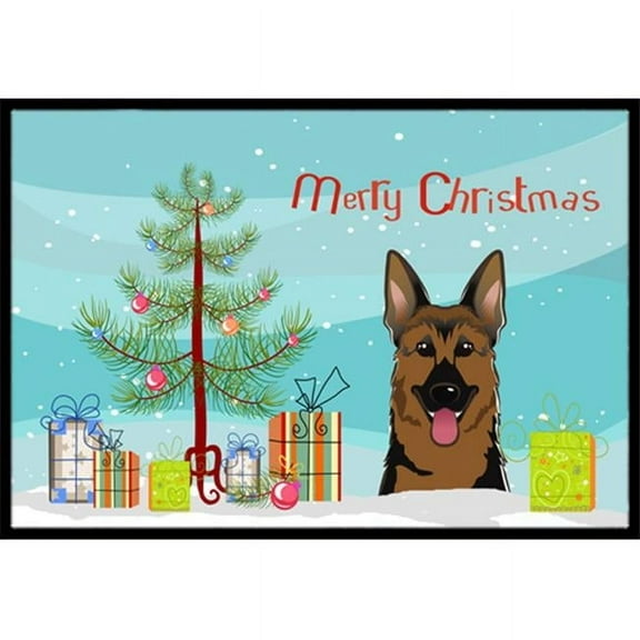 Christmas Tree and German Shepherd Door Mat