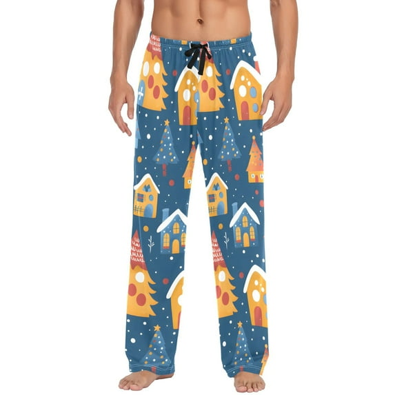 Christmas Tree and House Men's Pajama Pants Cotton Long Sleepwear Lounge Pants XL