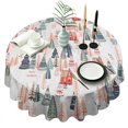 thumbnail image 1 of Christmas Tree and House Pattern Round Tablecloth 60"x60",Wrinkle Wipeable Table Cloth for Kitchen Dining Room Picnic Patio Party, 1 of 6