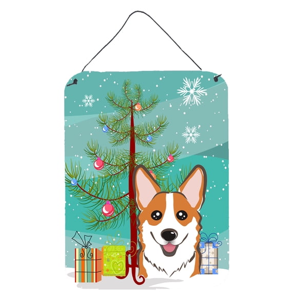 Christmas Tree and Red Corgi Wall or Door Hanging Prints