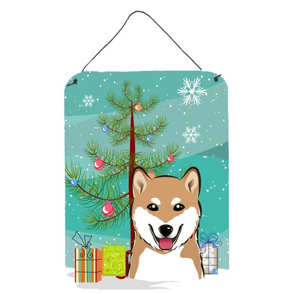 Christmas Tree and Shiba Inu Wall or Door Hanging Prints