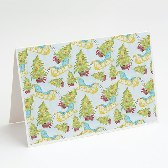 Christmas Tree and Sleigh Greeting Cards and Envelopes Pack of 8