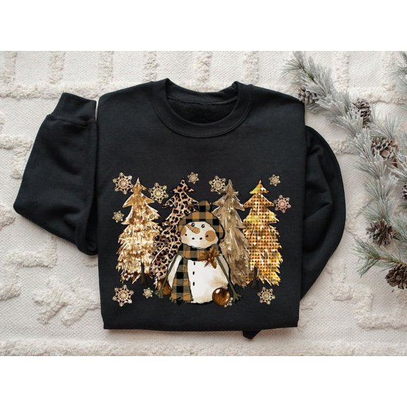 Christmas Tree and Snowman Sweatshirt, Christmas Crewneck, Winter Sweatshirt