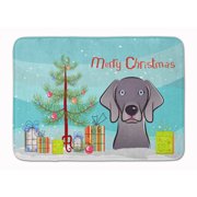 Christmas Tree and Weimaraner Machine Washable Memory Foam Mat