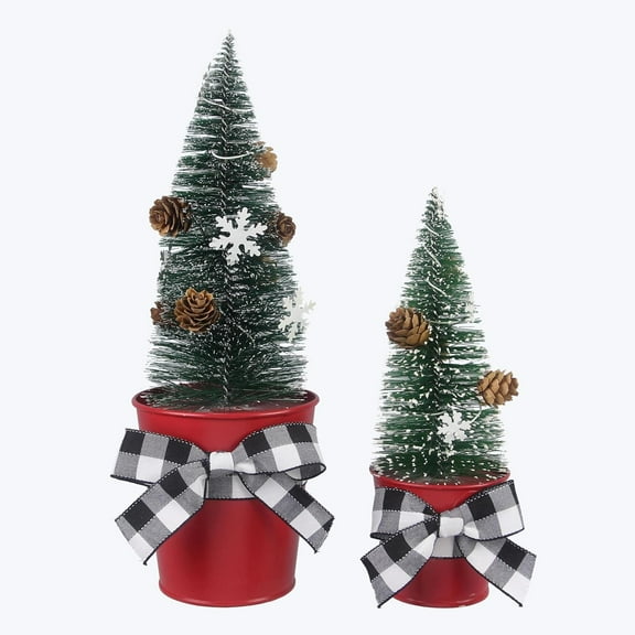 Christmas Tree in Metal Bucket, 2 Pcs/Set