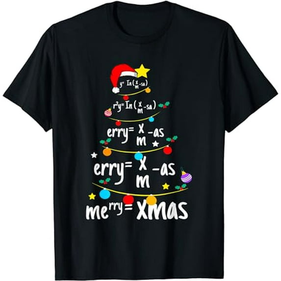 Christmas Tree of Equations Math Nerd Science Teacher Xmas T-Shirt