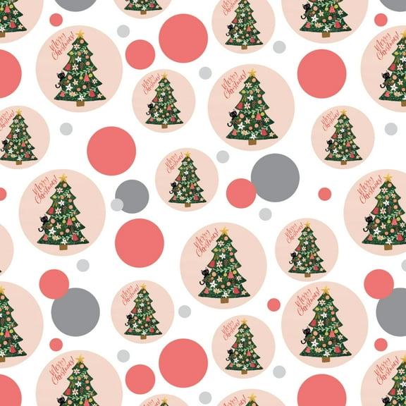 Christmas Tree with Cat Premium Gift Wrap Wrapping Paper Roll