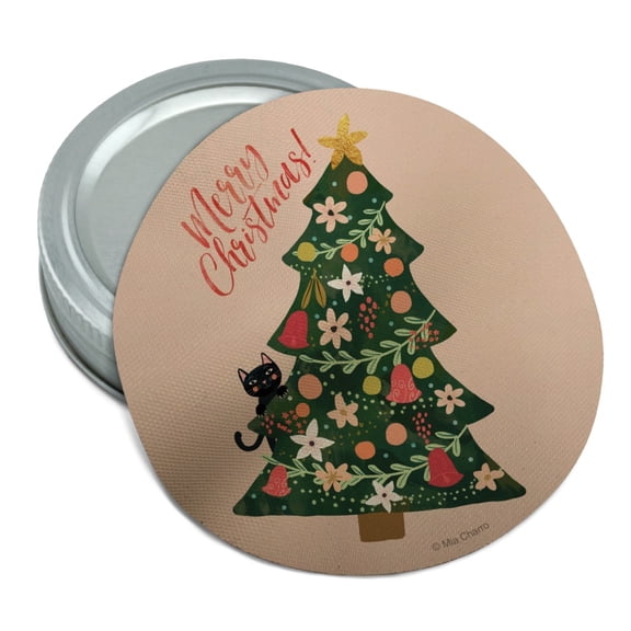 Christmas Tree with Cat Round Rubber Non-Slip Jar Gripper Lid Opener