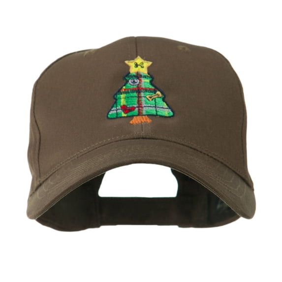 Christmas Tree with Decoration Embroidered Cap - Brown OSFM