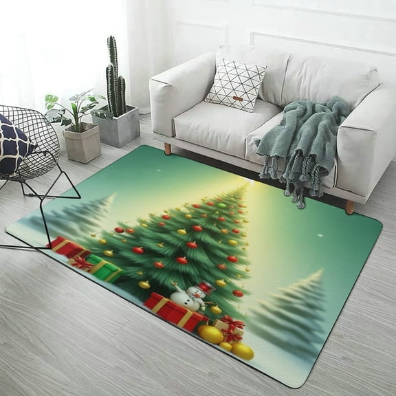 Christmas Tree with Gifts And Snowman Carpet Style Living Room Bedroom Rug Soft Carpet Modern 3d Entry Door Mats Household