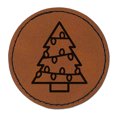 thumbnail image 1 of Christmas Tree with Lights 2.5" Faux Leather Round Engraved Iron-On Patch - Brown, 1 of 6