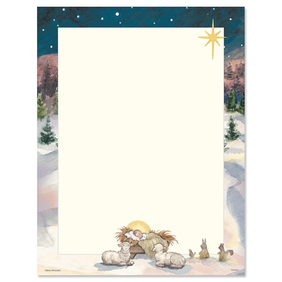The Coupon deal of  Christmas Tree & Manger Holiday Stationery, 25 Sheets, 8.5x11, Printable 70# Text Paper