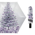thumbnail image 1 of Christmas Tree with Purple Lights Presents All Weather Umbrella Triple Folding Parasol 6 Ribs UV Protection Portable, 1 of 8