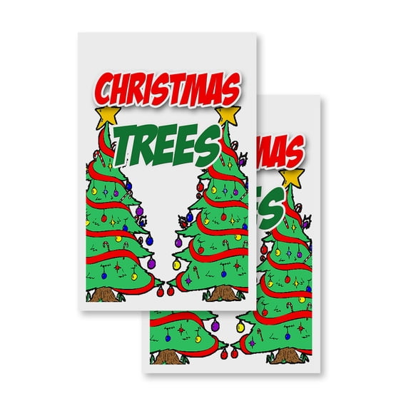 Christmas Trees (2-PACK) 24" x 36" Vinyl Decals | Sign Insert Peel & Stick Decals Stickers Window Signs