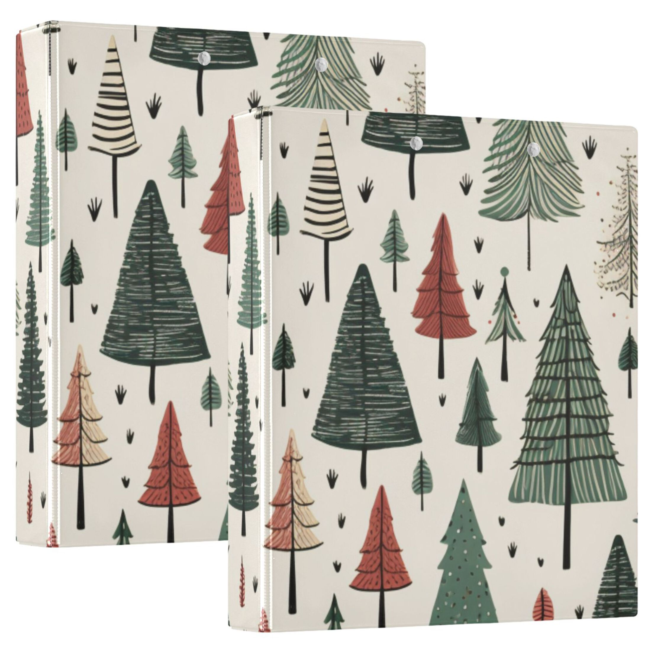 Christmas Trees 3 Ring Binders 1.5 inch Hardcover File Folders with Interior Pockets A4 Size Organizer for School Office Hospital