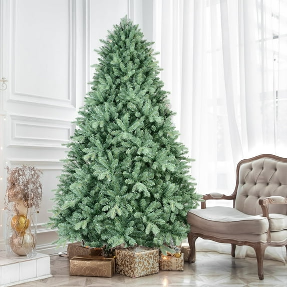 Christmas Trees 4FT Blue-Green Tint Christmas Tree with 592 PE+PVC Tips – Unique Full-Bodied Tree with Hinged Branches, Easy Assembly, Stable Metal Stand, Eye-Catching Holiday Decor,Artificial Christ