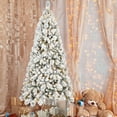 thumbnail image 1 of Christmas Trees 4FT Flocked Christmas Tree with 150 Warm White LED Lights – 350Tips, Snowy PVC & Hard Needle Branches, Hinged Design for Easy Setup, Sturdy Metal Stand – Full & Realistic Holiday Tree, 1 of 15