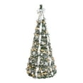 thumbnail image 1 of Christmas Trees 6FT Flocked Pop-Up Christmas Tree with 150 Warm White UL Lights – Pre-Decorated with Ornaments, Snowflakes, Ribbons & Large Bow – Easy Assembly & Space-Saving Holiday Décor,Artificia, 1 of 8