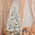thumbnail image 1 of Christmas Trees 8FT Flocked Christmas Tree with 600 Warm White LED Lights – 1445 Tips, Snowy PVC & Hard Needle Branches, Hinged Design for Easy Setup, Sturdy Metal Stand – Full & Realistic Holiday Tr, 1 of 15