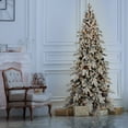 thumbnail image 1 of Christmas Trees 9FT Flocked PE/PVC Christmas Tree with 1250 Warm White LED Lights – 2138 Tips, 52 Natural Pine Cones, Snowy Effect, Hinged Branches, Metal Stand,Artificial Christmas Trees, 1 of 10