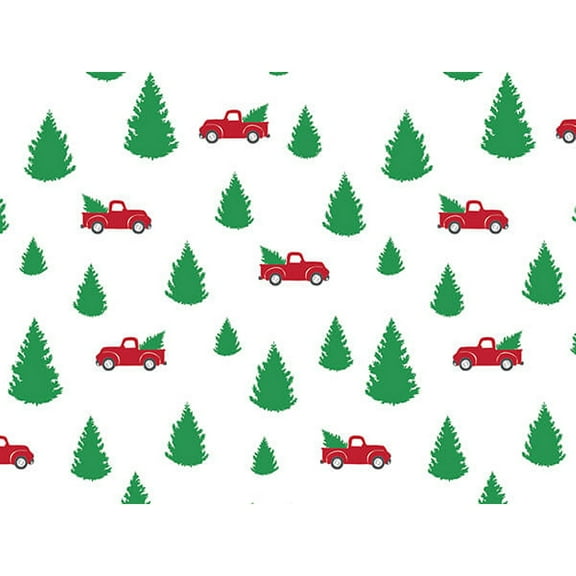 Christmas Trees And Red Trucks Tissue Paper - 20in. x 30in. Sheets - 12 Sheets (P1447)