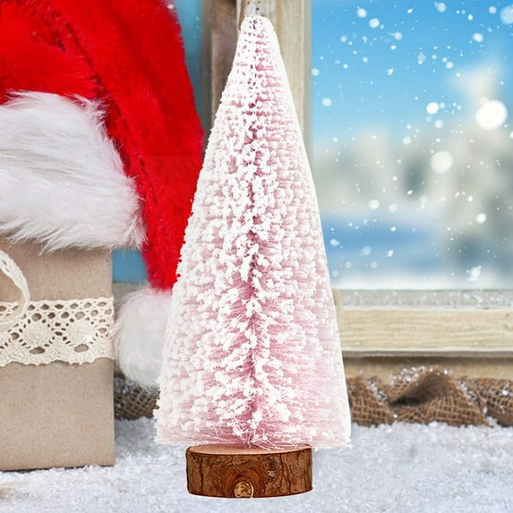 Christmas Trees Artificial Christmas Tree Bottle Brush Trees with Wooden Base for Christmas Decor Christmas Party Home Table Craft Decorations