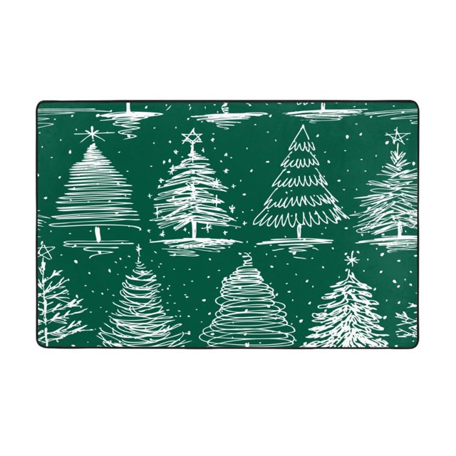 Christmas Trees Bathroom Rugs Non Slip Washable, 60x39in Water
