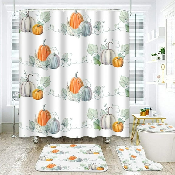 Christmas Trees Bathroom Set with Shower Curtain and Rugs Accessories, Christmas Forest Merry Christmas Shower Curtain for Bathroom, Winter Bathroom Decor 4 Pcs