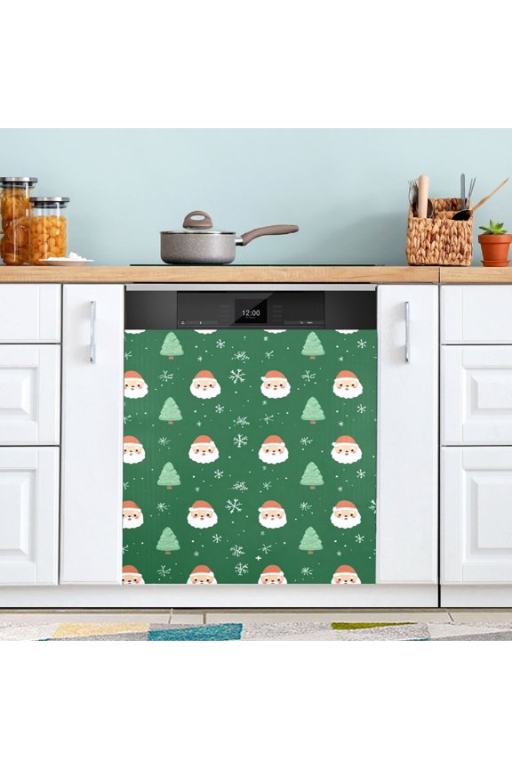 Christmas Trees Cartoon Santa Faces Snowflakes Dishwasher Magnet Refrigerator Magnetic Cover Washing Machine Magnet Sticker Kitchen Decor