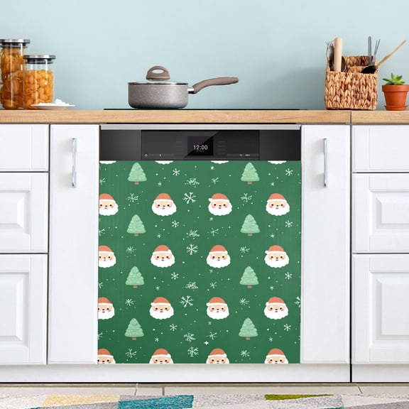 Christmas Trees Cartoon Santa Faces Snowflakes Dishwasher Magnet Refrigerator Magnetic Cover Washing Machine Magnet Sticker Kitchen Decor