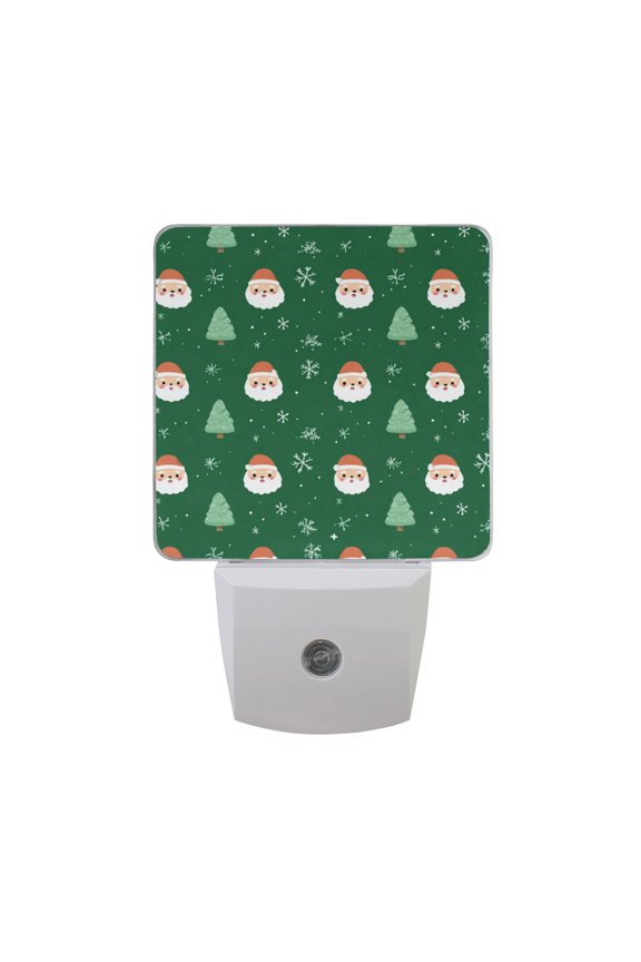 Christmas Trees Cartoon Santa Faces Snowflakes LED Night Light Sensor Lamp Plug-in Adjustable Brightness 2 Pack
