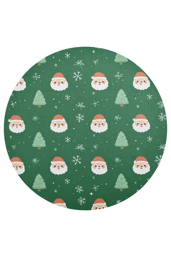 Christmas Trees Cartoon Santa Faces Snowflakes PVC Round Grid Placemat Table Mat 1 Pc 15.4" x 15.4"