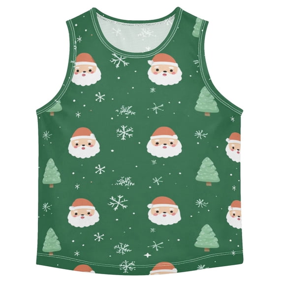 Christmas Trees Cartoon Santa Faces Snowflakes Vest Undershirt Tank Top Sleeveless Quick Dry L