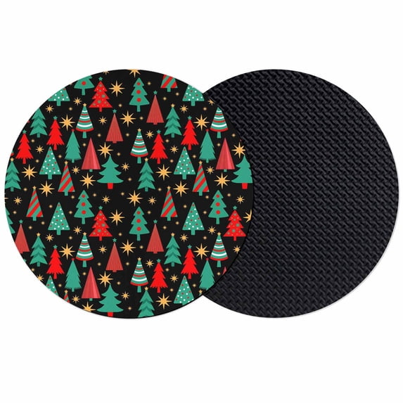 Christmas Trees Coasters Set of 2, Absorbent Coasters for Drinks, Black Xmas Tree Star Winter Holiday Coaster for Desk Coffee Table Protection, Home Decor House Warming Gifts 4"