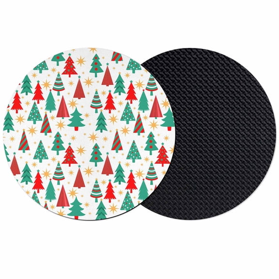 Christmas Trees Coasters Set of 2, Absorbent Coasters for Drinks, Red Green Xmas Tree Star Winter Holiday Coaster for Desk Coffee Table Protection, Home Decor House Warming Gifts 4"