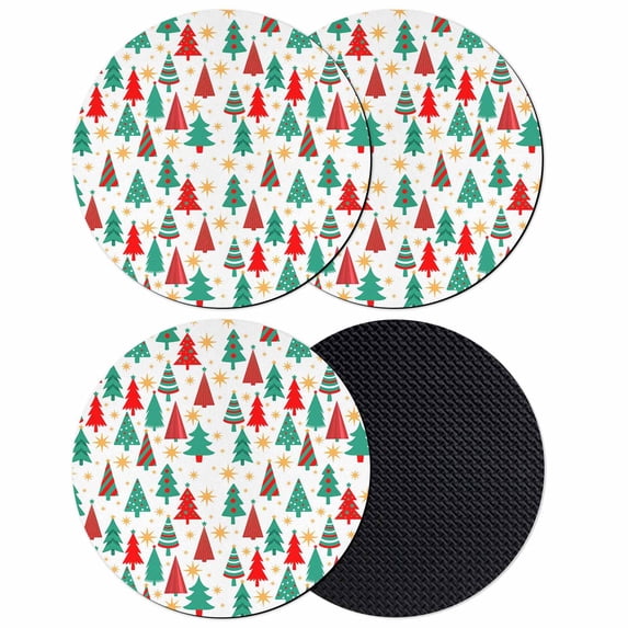 Christmas Trees Coasters Set of 4, Absorbent Coasters for Drinks, Red Green Xmas Tree Star Winter Holiday Coaster for Desk Coffee Table Protection, Home Decor House Warming Gifts 4"
