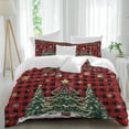 thumbnail image 1 of Christmas Trees Comforter Set Full Size, Xmas Trees Balls Berry Winter Snowflakes Red Black Plaid Soft Bedding Set for Man Woman, 4 Pieces Duvet Cover Set with Fitted Sheet, 2 Pillowcases, 1 of 9