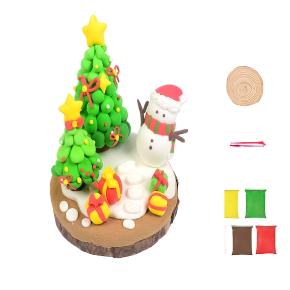 Christmas Trees DIY Crafts Kit - Air Dry Clay Christmas Crafts - Creative Air Dry Clay Modeling Indoor Decorations - Christmas Trees Crafts Gift for Winter Party Fun