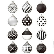Christmas Trees Decorations Christmas Ornaments,Black and White Shatterproof Plastic Stripe Dot Christmas Halloween Tree Decorations Modern Hanging Ornaments for Xmas Trees Holiday Decor