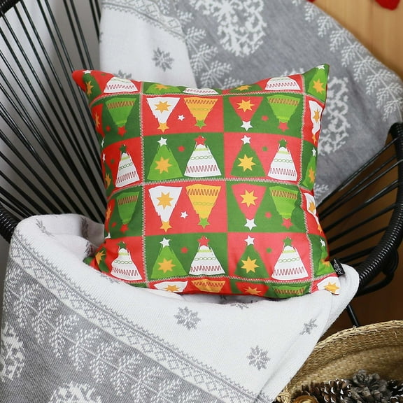 Christmas Trees Decorative Single Throw Pillow Red & Green Square