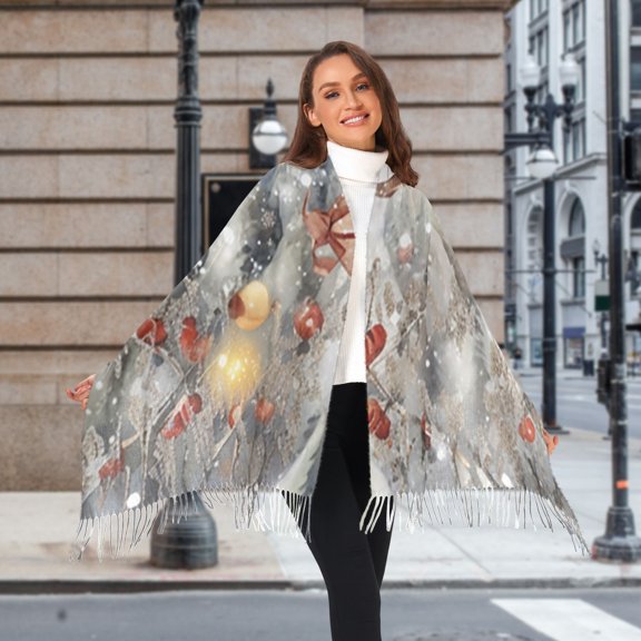 Christmas Trees Deer Snow Gifts Lambs Winter Scarf for Women Fashion Warm Long Soft Blanket Scarves Gifts