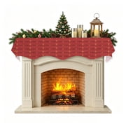 Christmas Trees Fireplace Mantel Scarf, Decorative Mantel Runner for Fireplace, Red Xmas Forest Snowflake Scarf Drape Tablerunner for Living Room, Holiday Christmas Decor 60''x17''