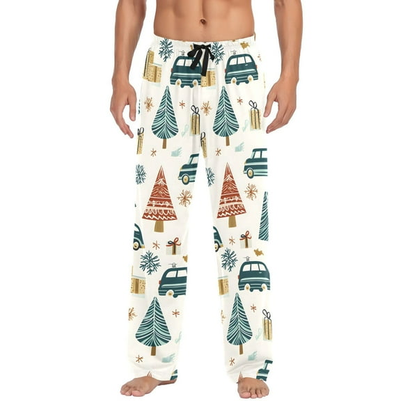 Christmas Trees Gift Men's Pajama Pants Cotton Long Sleepwear Lounge Pants L