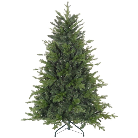 Christmas Trees HOMCOM 5ft Artificial Christmas Tree with 1309 Tips, Foldable Metal Stand, Easy Assembly, Hinged Xmas Tree for Home, Office, Holiday, Green,Artificial Christmas Trees
