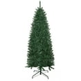 thumbnail image 1 of Christmas Tree HOMCOM 6' Tall Unlit Slim Fir Artificial Christmas Tree with Realistic Branches, and 583 Tips, Green,Flocked Christmas Tree, 1 of 9