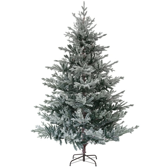 Christmas Trees HOMCOM 7.5ft Nordic Pine Artificial Christmas Tree with 1218 Snow Flocked Tips, Foldable Metal Stand, Easy Assembly, Hinged Xmas Tree for Home Office Holiday,Artificial Christmas Tree